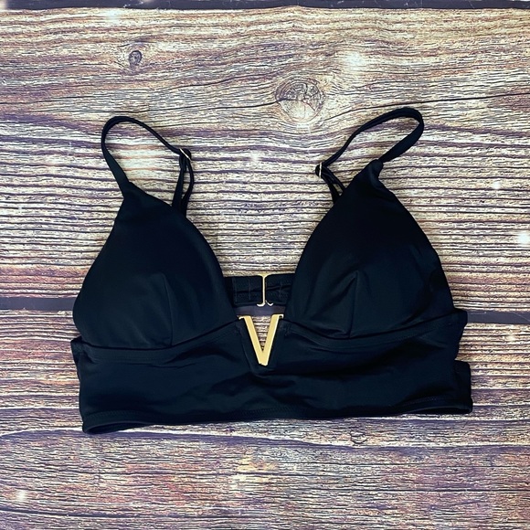 Victoria's Secret Other - Victoria’s Secret black monaco v-hardware bralette swim top. Size Large. EUC